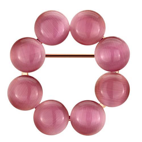 Flash Rose Gold White Metal Brooches with Synthetic Cat Eye in Rose
