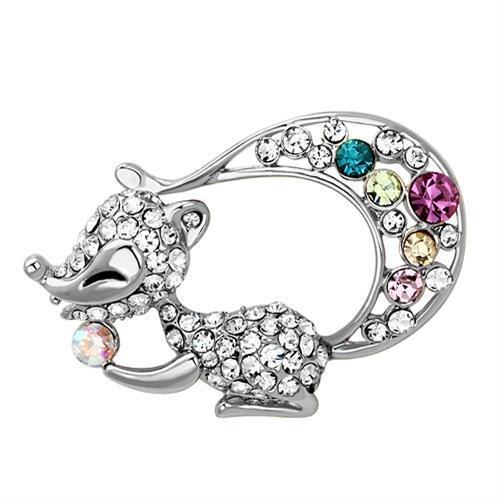 Imitation Rhodium White Metal Brooches with Top Grade Crystal in Multi Color