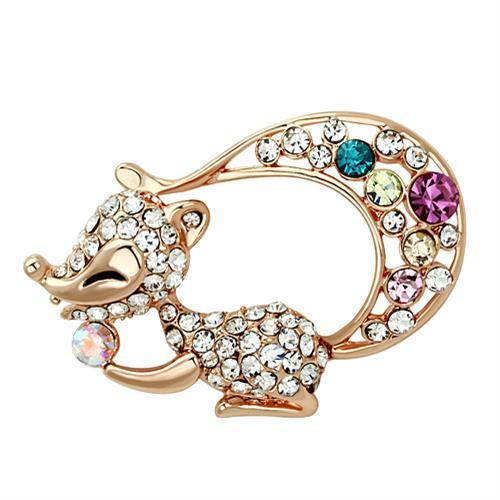 Flash Rose Gold White Metal Brooches with Top Grade Crystal in Multi Color