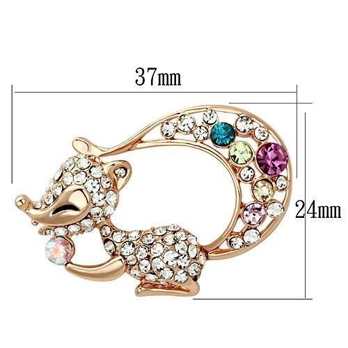 Flash Rose Gold White Metal Brooches with Top Grade Crystal in Multi Color