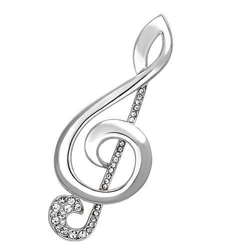 Imitation Rhodium White Metal Brooches with Top Grade Crystal in Clear