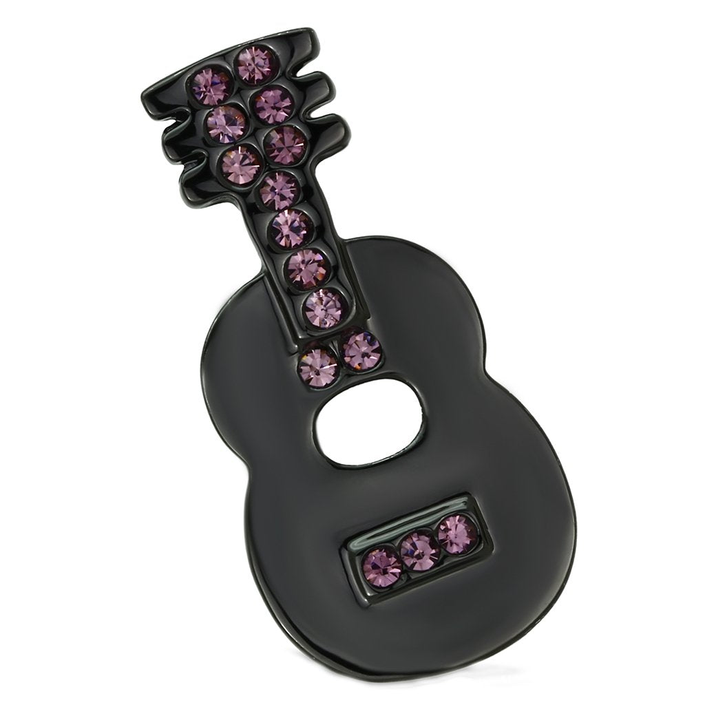 Ruthenium White Metal Brooches with Top Grade Crystal in Light Amethyst