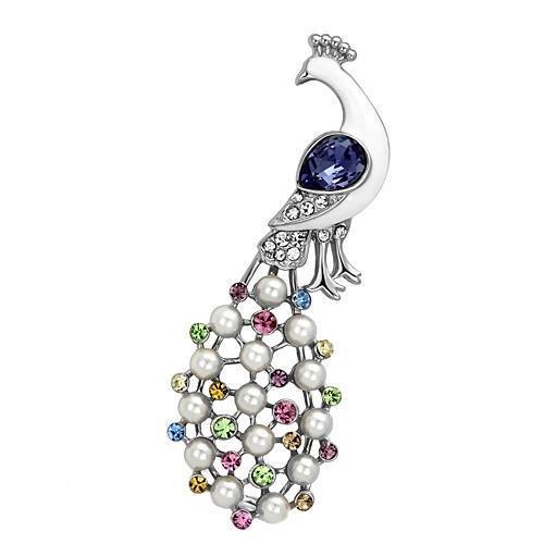 Imitation Rhodium White Metal Brooches with Top Grade Crystal in Multi Color