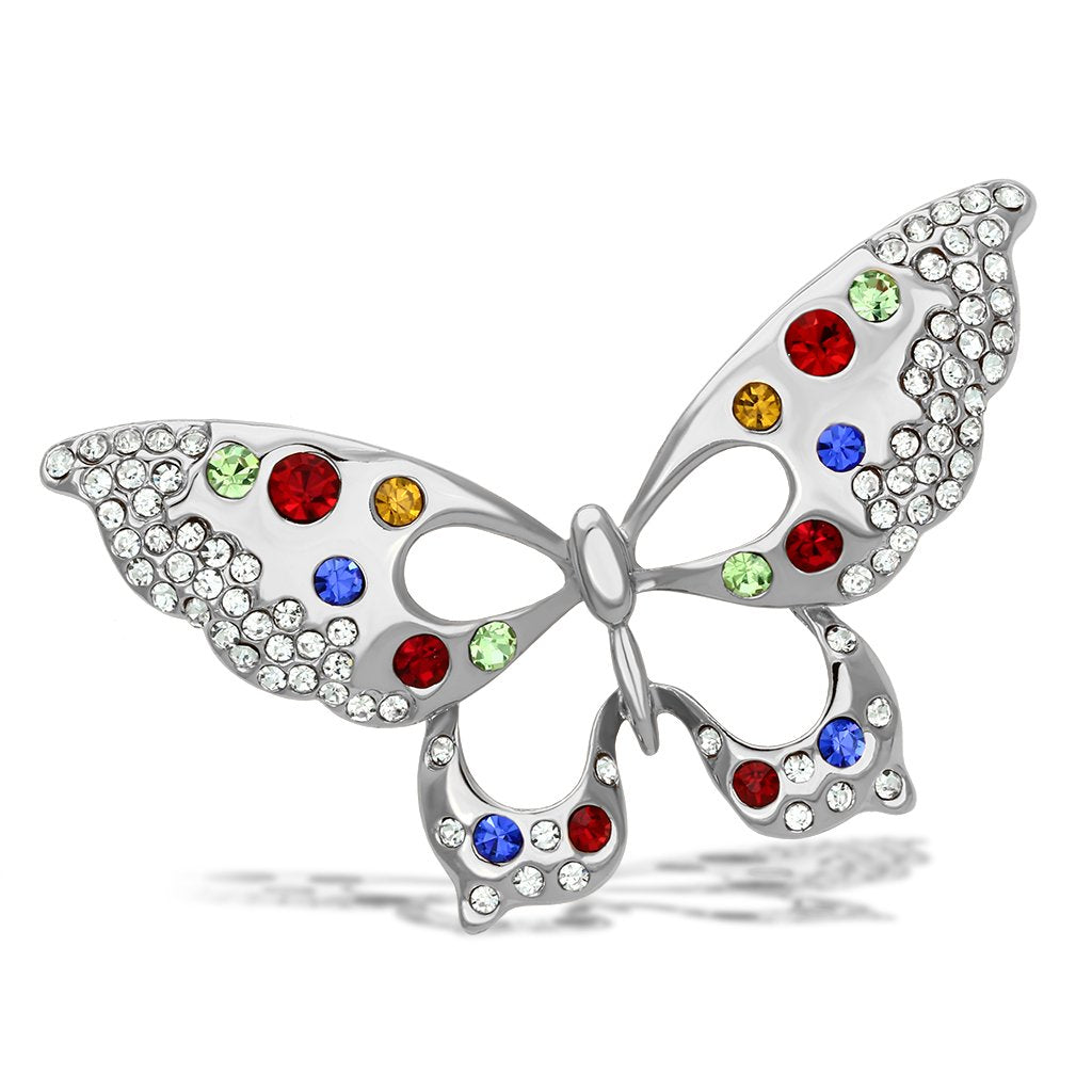 Imitation Rhodium White Metal Brooches with Top Grade Crystal in Multi Color