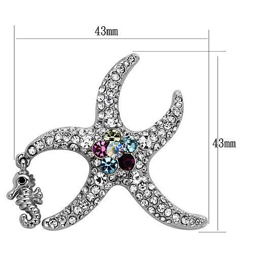 Imitation Rhodium White Metal Brooches with Top Grade Crystal in Multi Color