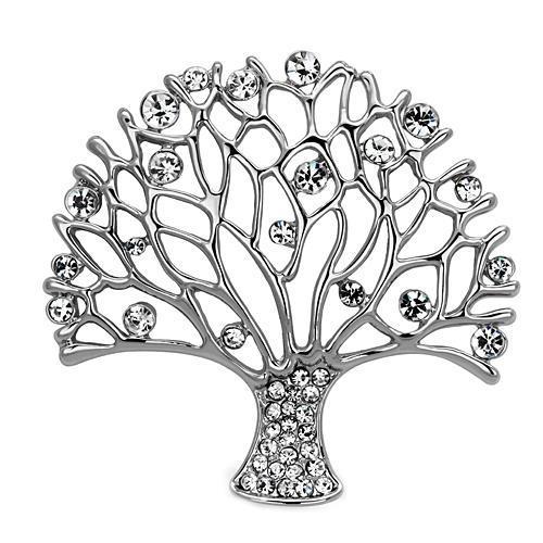 Imitation Rhodium White Metal Brooches with Top Grade Crystal in Clear