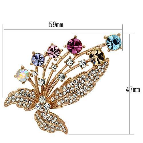Flash Rose Gold White Metal Brooches with Top Grade Crystal in Multi Color