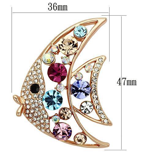 Flash Rose Gold White Metal Brooches with Top Grade Crystal in Multi Color