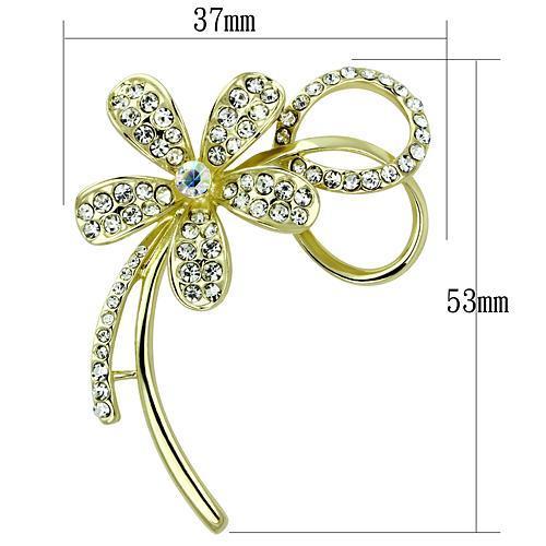 Flash Gold White Metal Brooches with Top Grade Crystal in Clear
