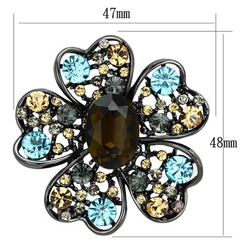 Ruthenium White Metal Brooches with Synthetic Synthetic Glass in Brown