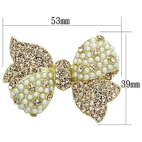 Flash Gold White Metal Brooches with Synthetic Pearl in White