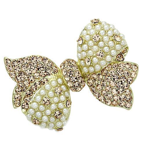 Flash Gold White Metal Brooches with Synthetic Pearl in White