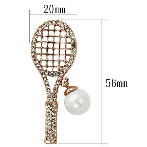 Flash Rose Gold White Metal Brooches with Synthetic Pearl in White