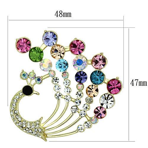 Flash Gold White Metal Brooches with Top Grade Crystal in Multi Color
