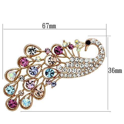 Flash Rose Gold White Metal Brooches with Top Grade Crystal in Multi Color