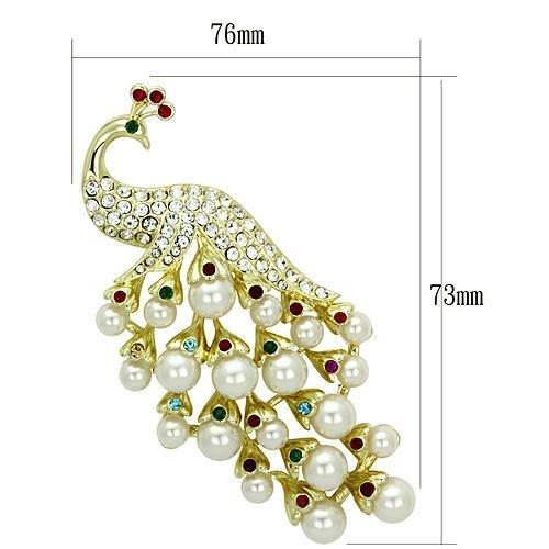 Flash Gold White Metal Brooches with Synthetic Pearl in White