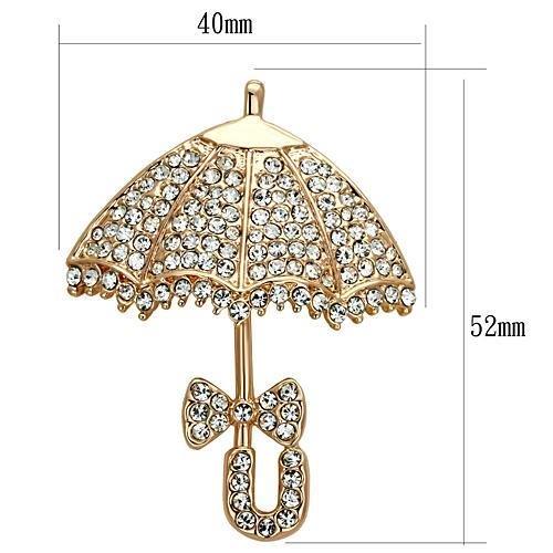 Flash Rose Gold White Metal Brooches with Top Grade Crystal in Clear