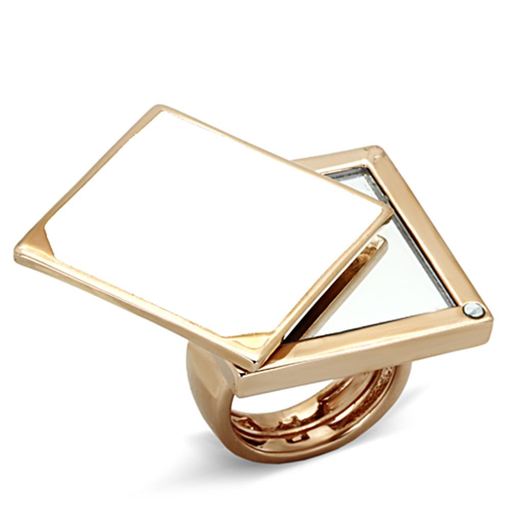 Rose Gold Brass Ring with Synthetic Synthetic Glass in Clear