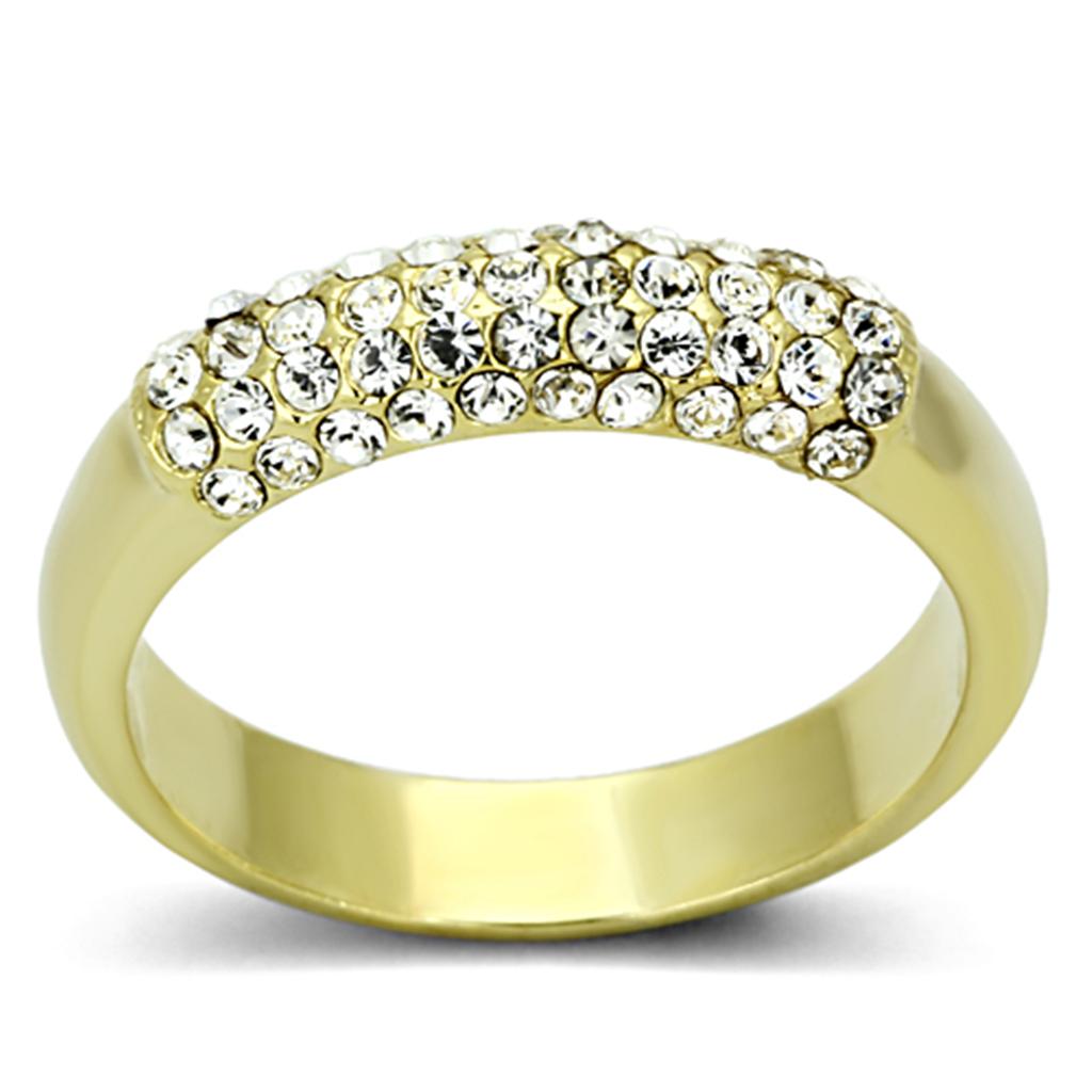Gold Brass Ring with Top Grade Crystal in Clear
