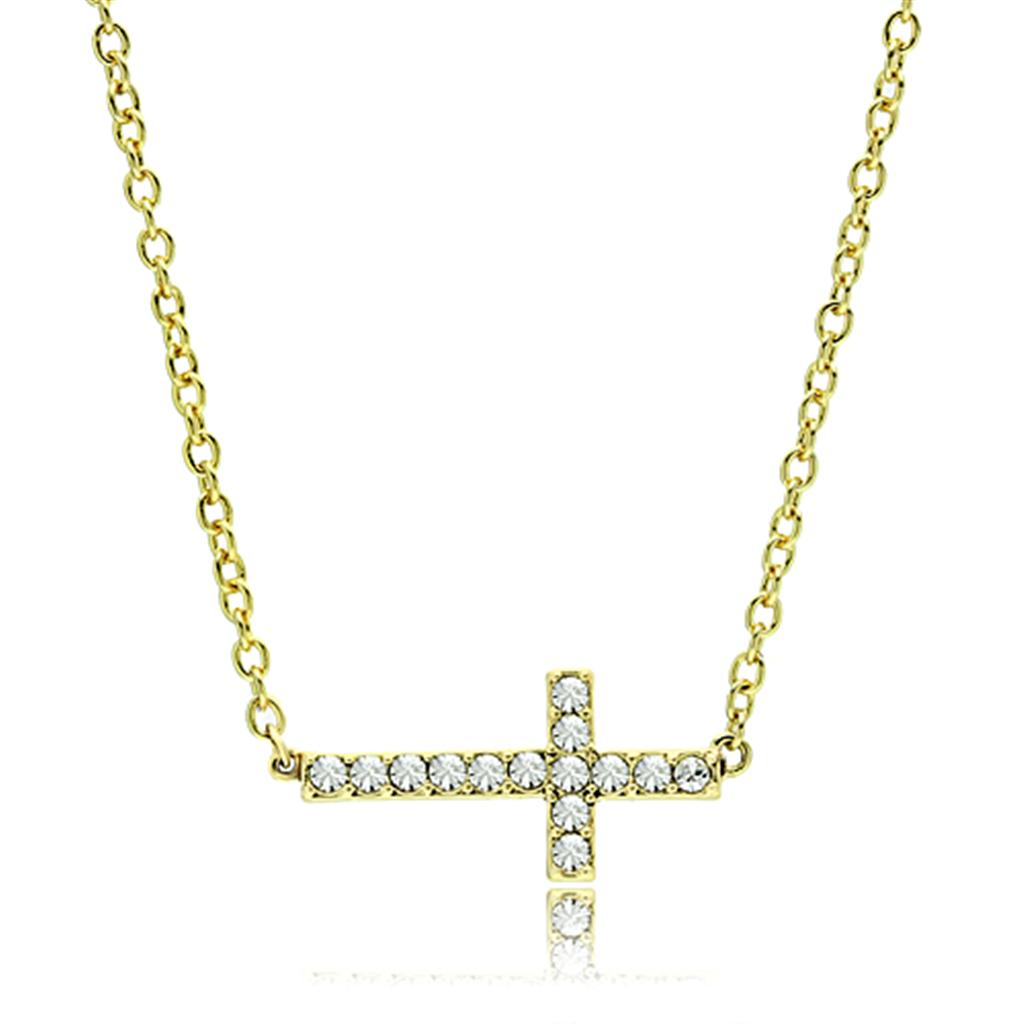 Flash Gold Brass Chain Pendant with Top Grade Crystal in Clear