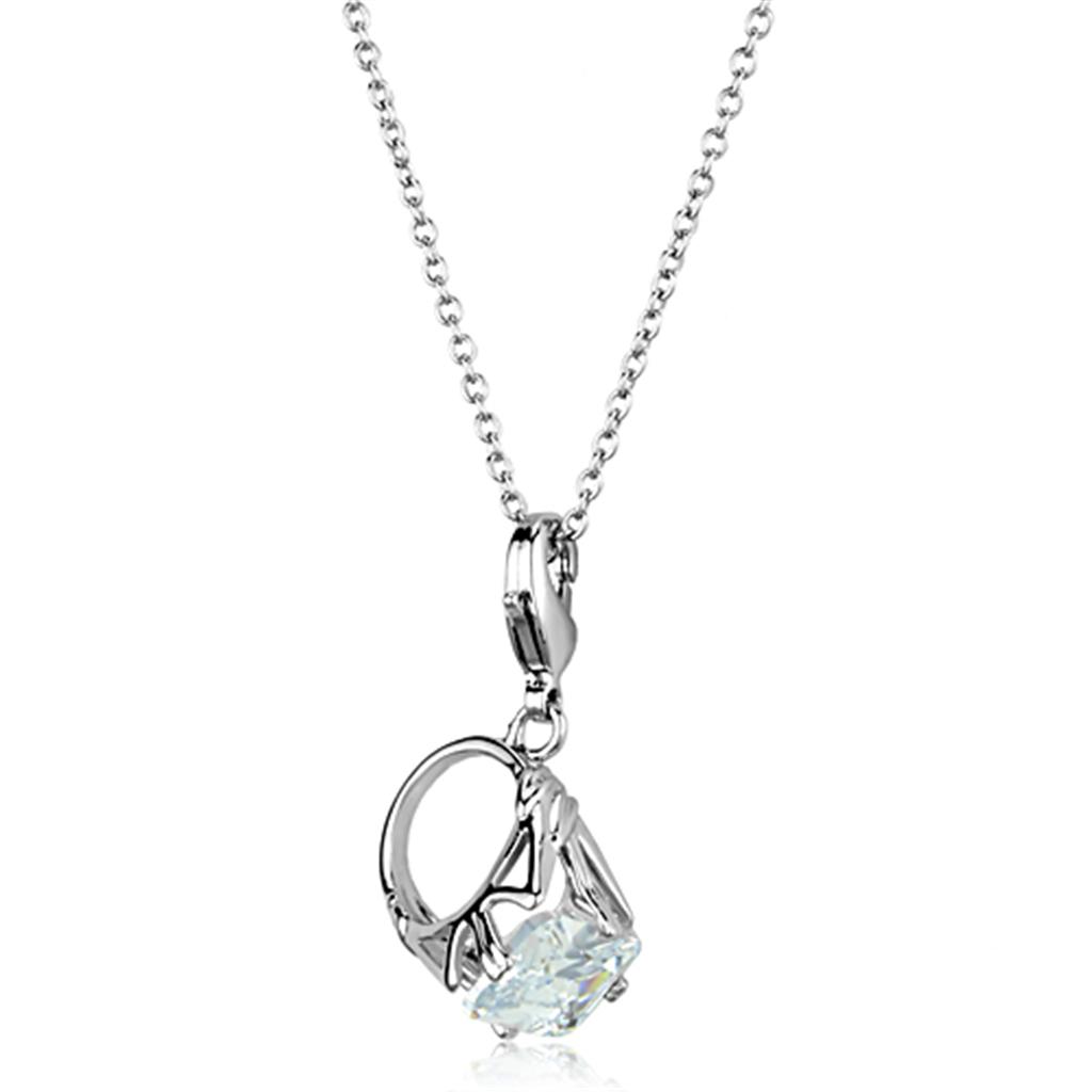 Rhodium Brass Pendant with AAA Grade CZ in Clear