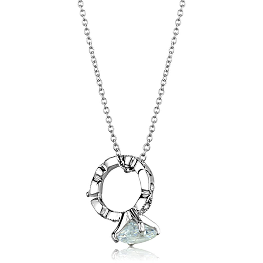 Rhodium Brass Pendant with AAA Grade CZ in Clear