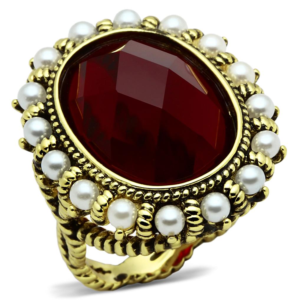 Flash Gold Brass Ring with Synthetic Synthetic Glass in Siam