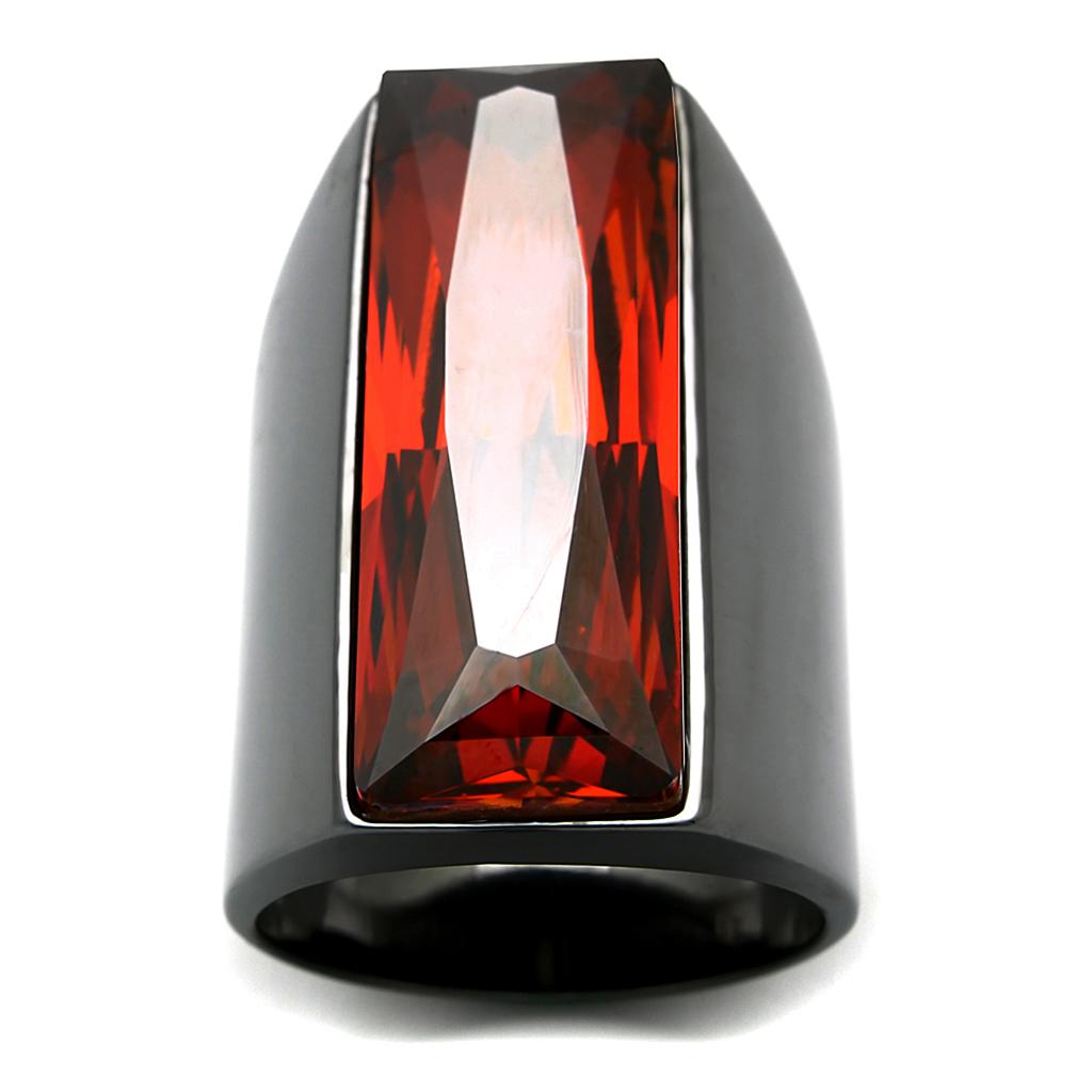 TIN Cobalt Black Brass Ring with Top Grade Crystal in Siam