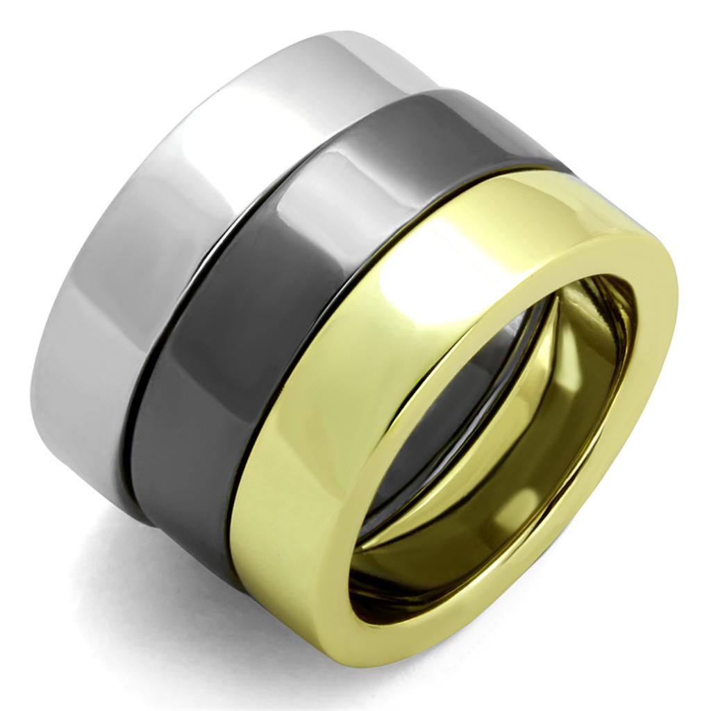 Rhodium+Gold+ Ruthenium Brass Ring with No Stone