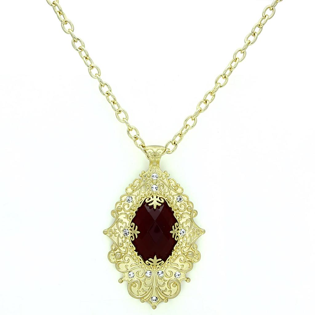 Gold & Brush Brass Chain Pendant with Synthetic Synthetic Glass in Siam