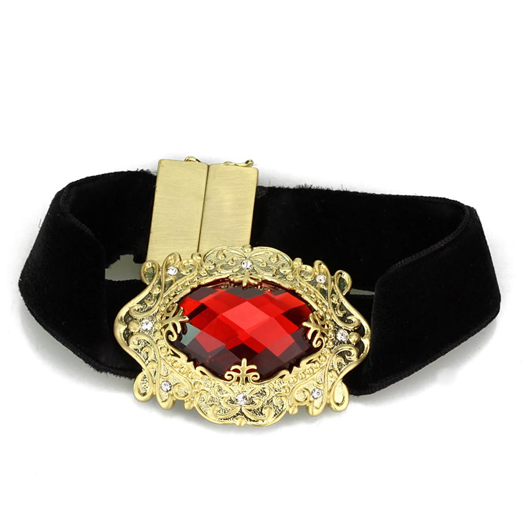 Gold & Brush Brass Bracelet with Synthetic Synthetic Glass in Siam