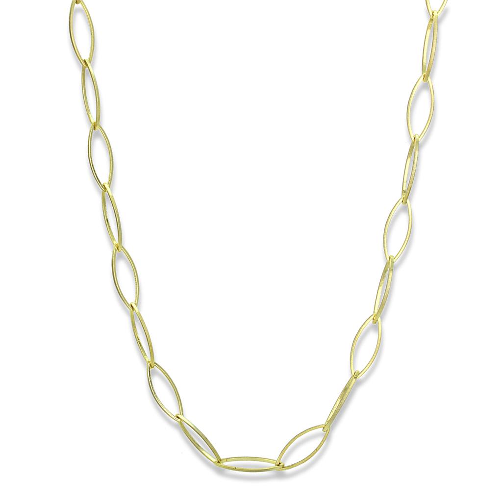 Gold & Brush Brass Necklace with No Stone