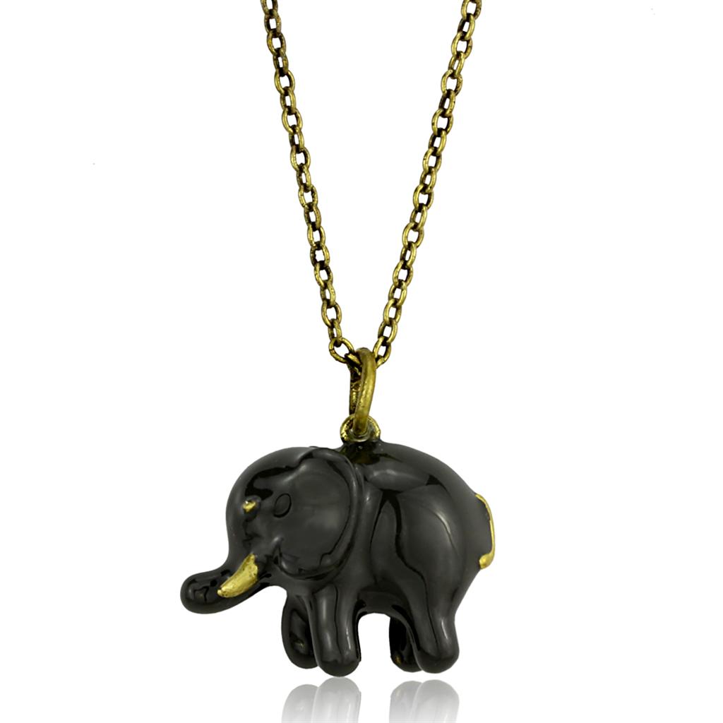 Antique Copper Brass Chain Pendant with Epoxy in Gray