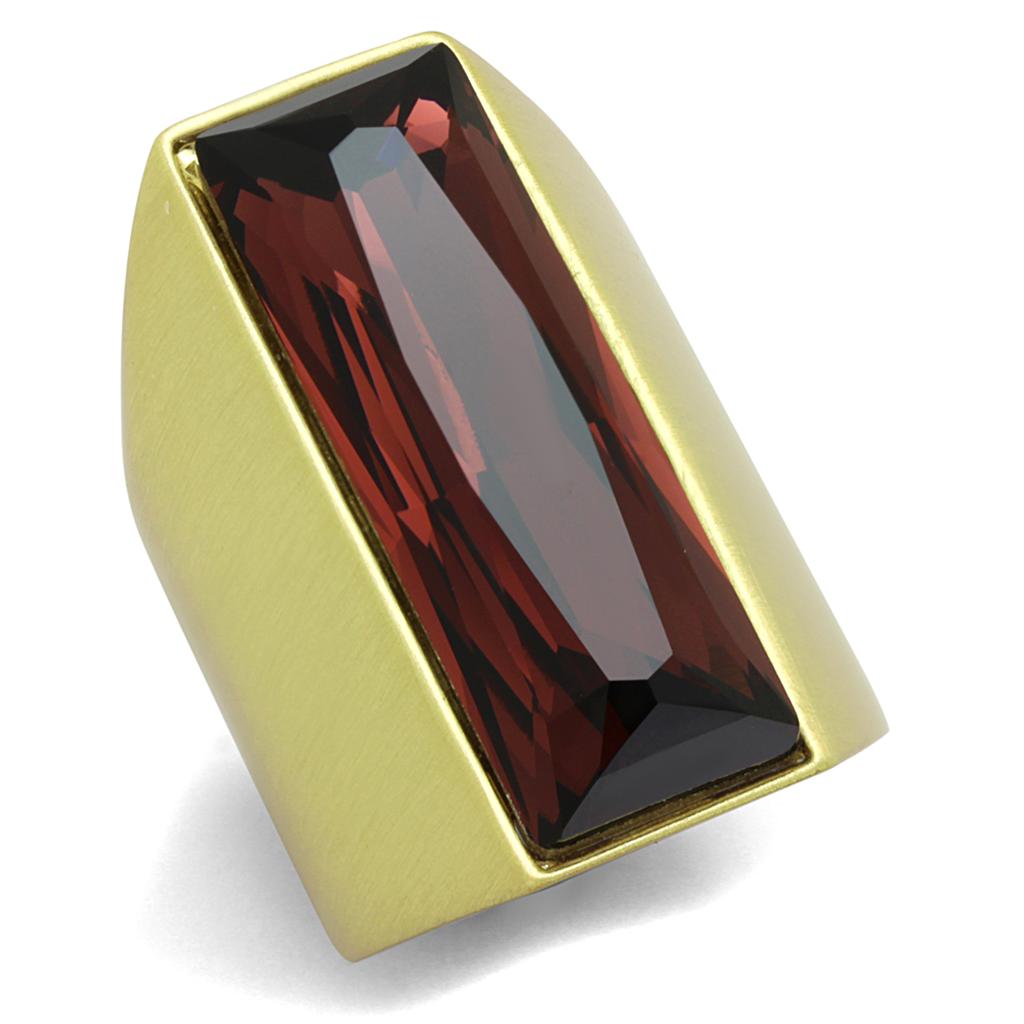 Gold & Brush Brass Ring with Top Grade Crystal in Siam