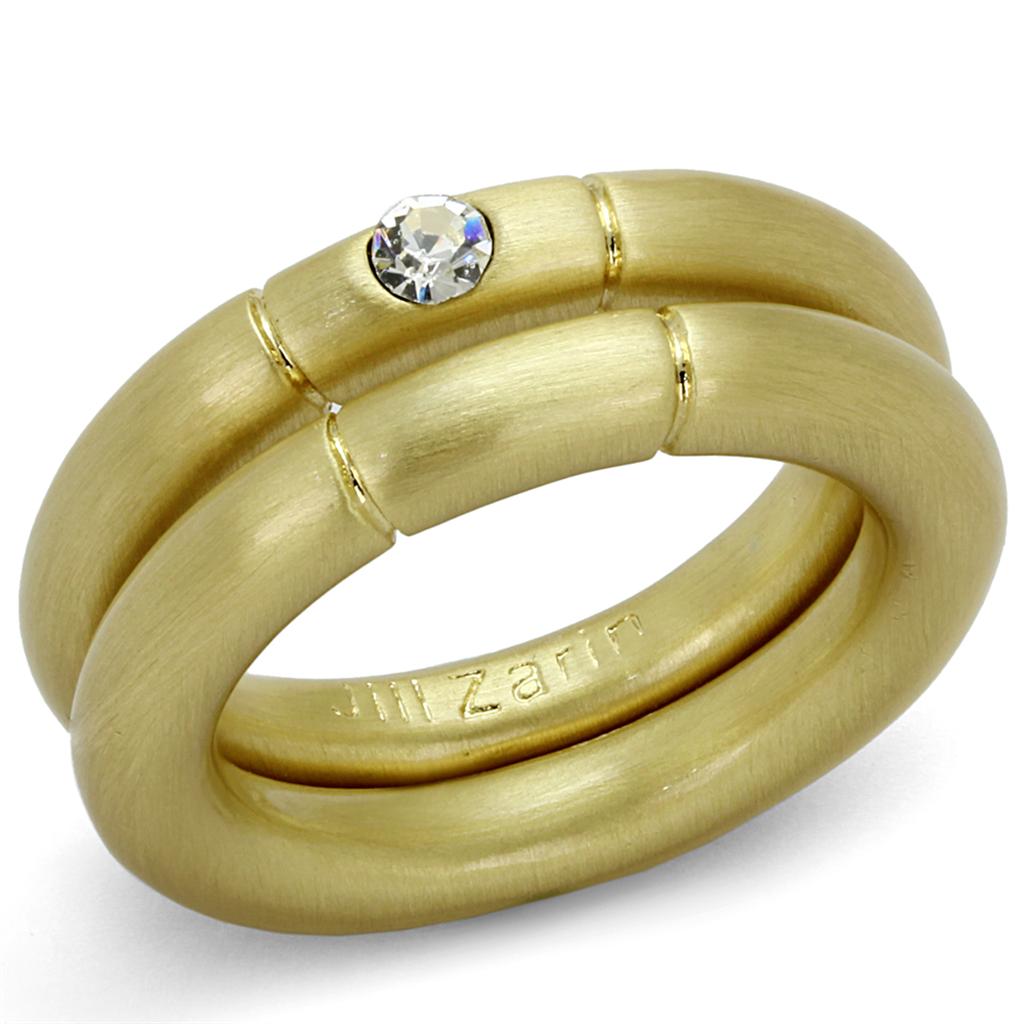 Gold & Brush Brass Ring with Top Grade Crystal in Clear