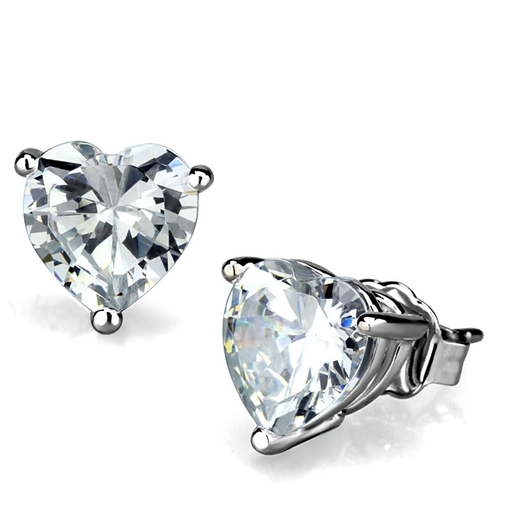 Rhodium Brass Earrings with AAA Grade CZ in Clear