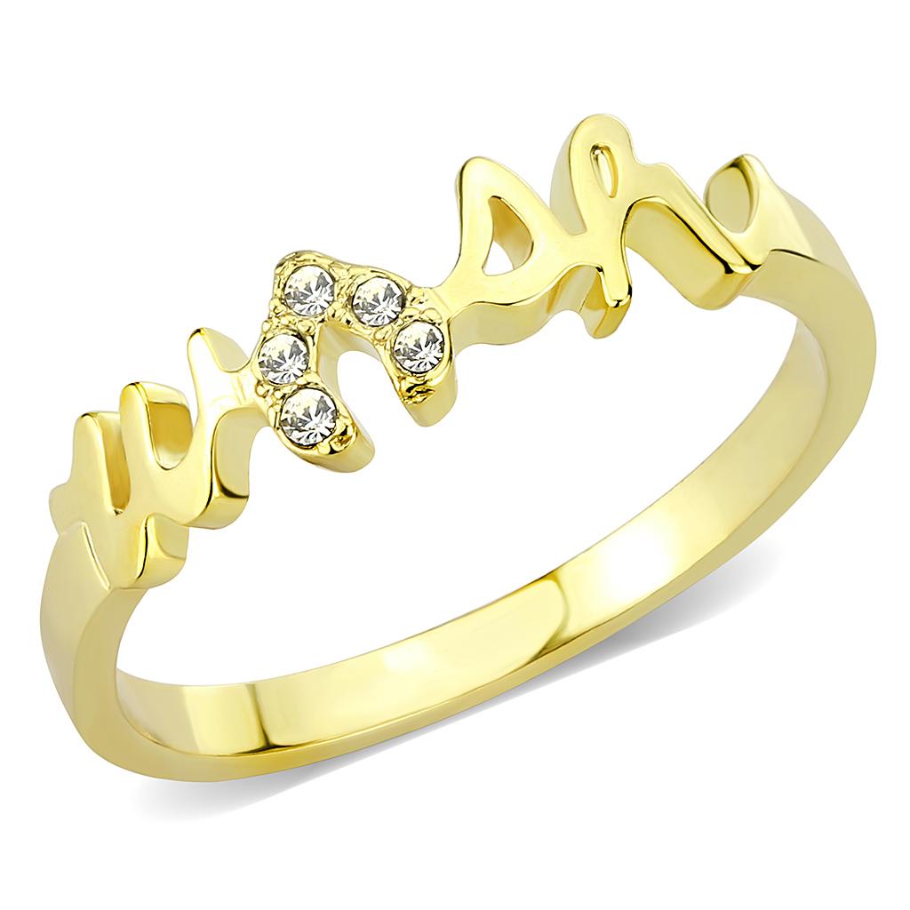 Flash Gold Brass Ring with Top Grade Crystal in Clear