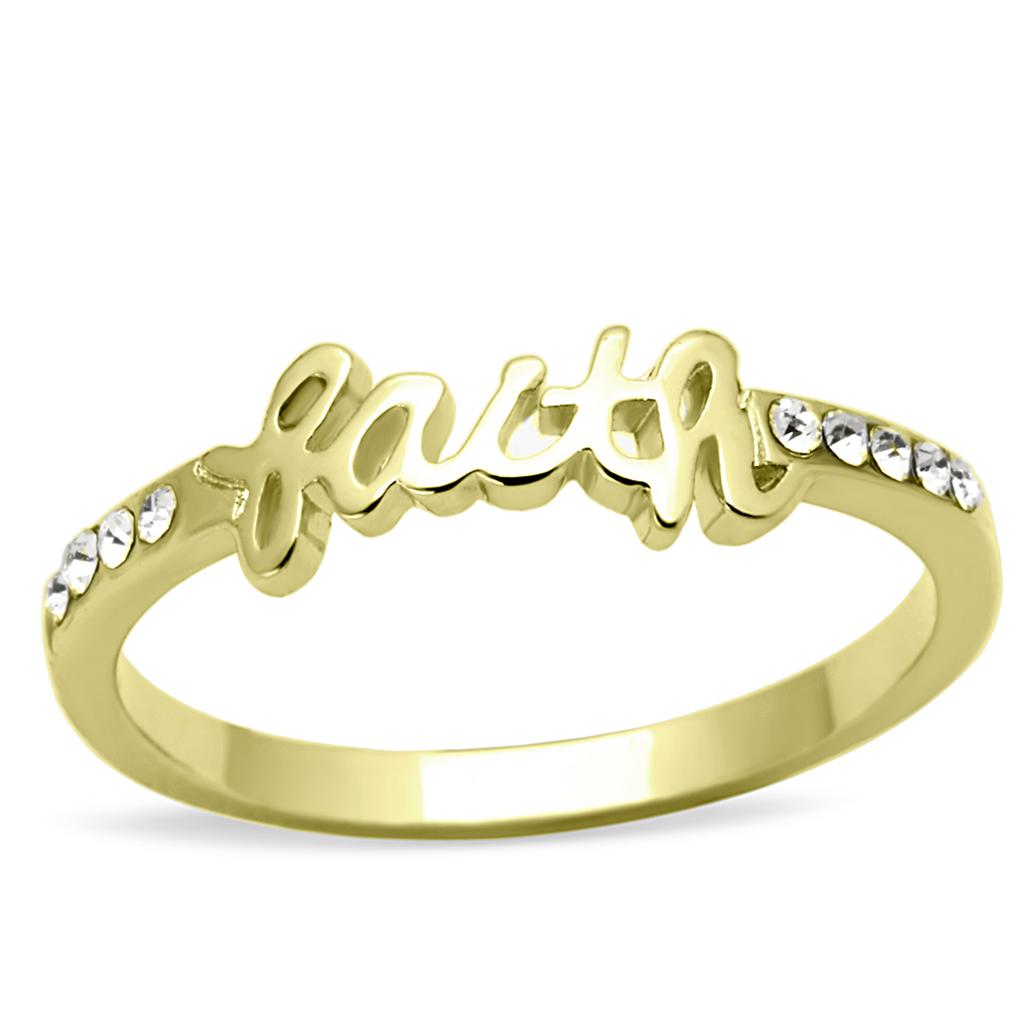 Flash Gold Brass Ring with Top Grade Crystal in Clear
