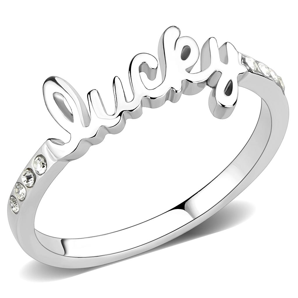 Rhodium Brass Ring with Top Grade Crystal in Clear