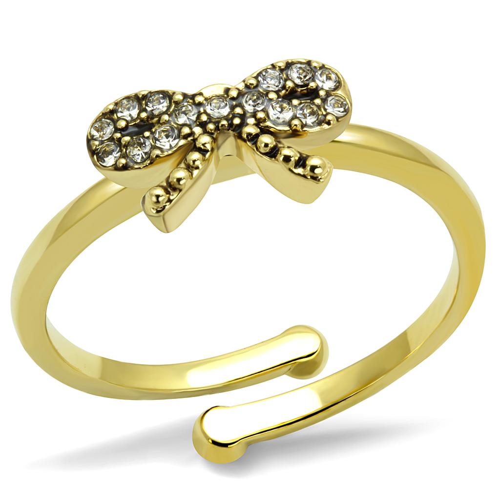 Flash Gold Brass Ring with Top Grade Crystal in Clear