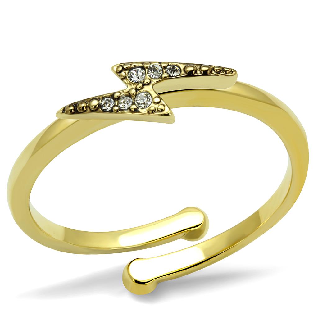 Flash Gold Brass Ring with Top Grade Crystal in Clear