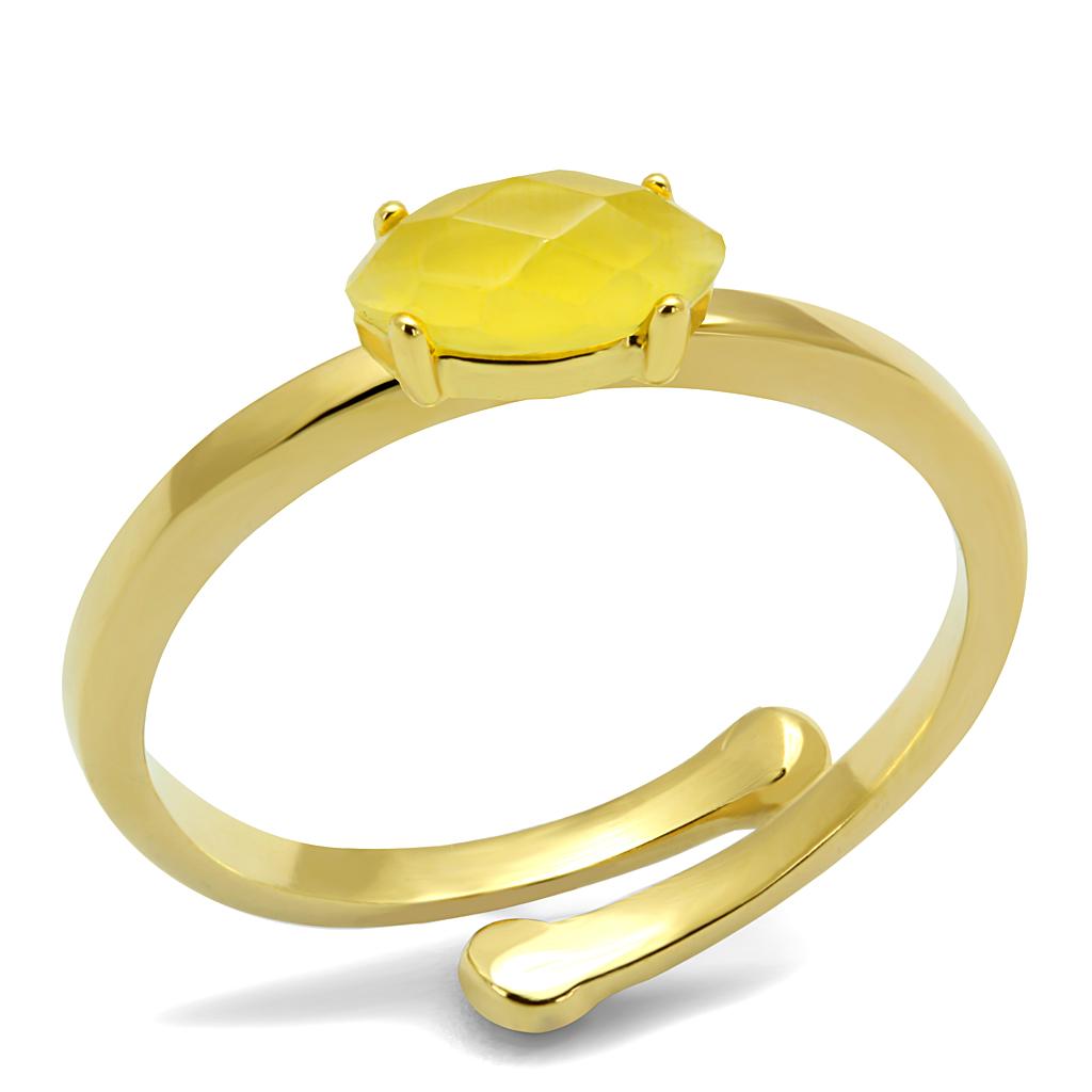 Flash Gold Brass Ring with Synthetic Cat Eye in Topaz