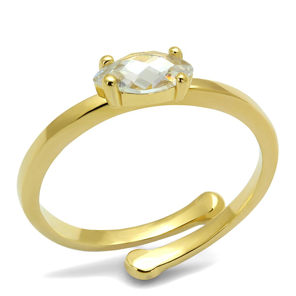 Flash Gold Brass Ring with AAA Grade CZ in Clear