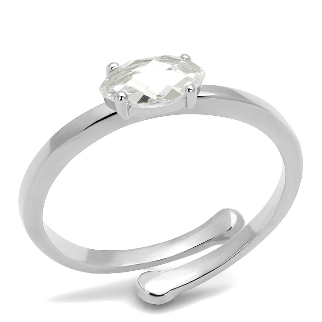 Rhodium Brass Ring with AAA Grade CZ in Clear