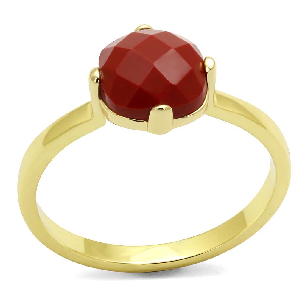 Flash Gold Brass Ring with Synthetic Synthetic Stone in Siam