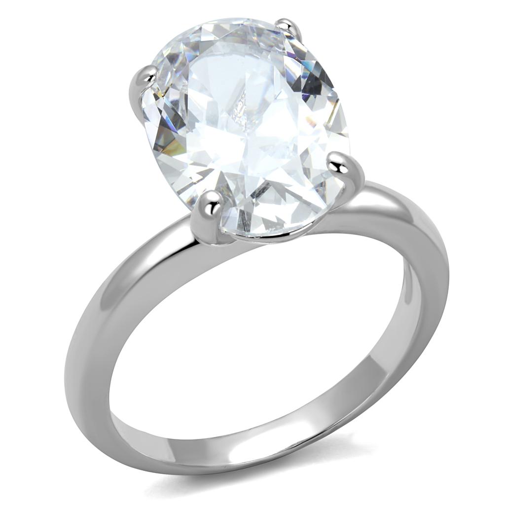 Rhodium Brass Ring with AAA Grade CZ in Clear