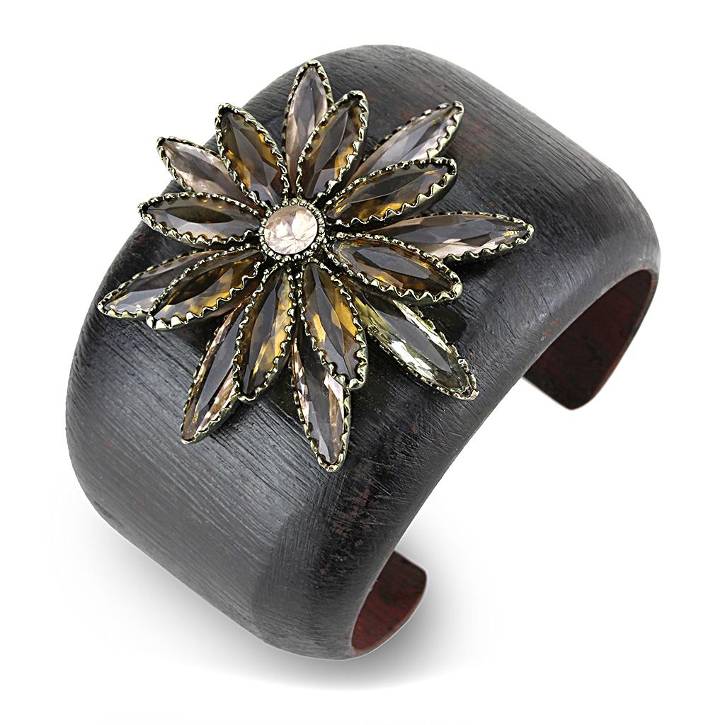 Antique Copper Brass Bangle with Synthetic Synthetic Stone in Champagne