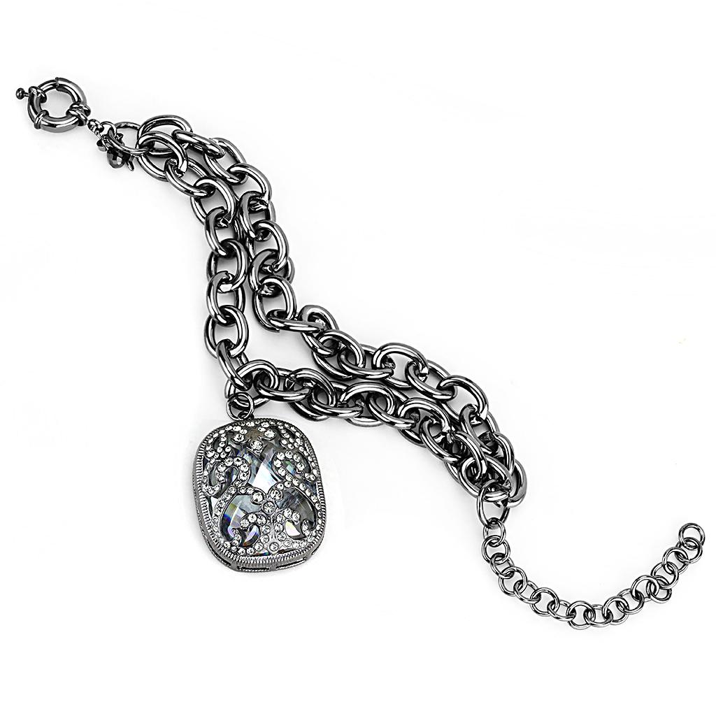 TIN Cobalt Black Brass Bracelet with AAA Grade CZ in Clear