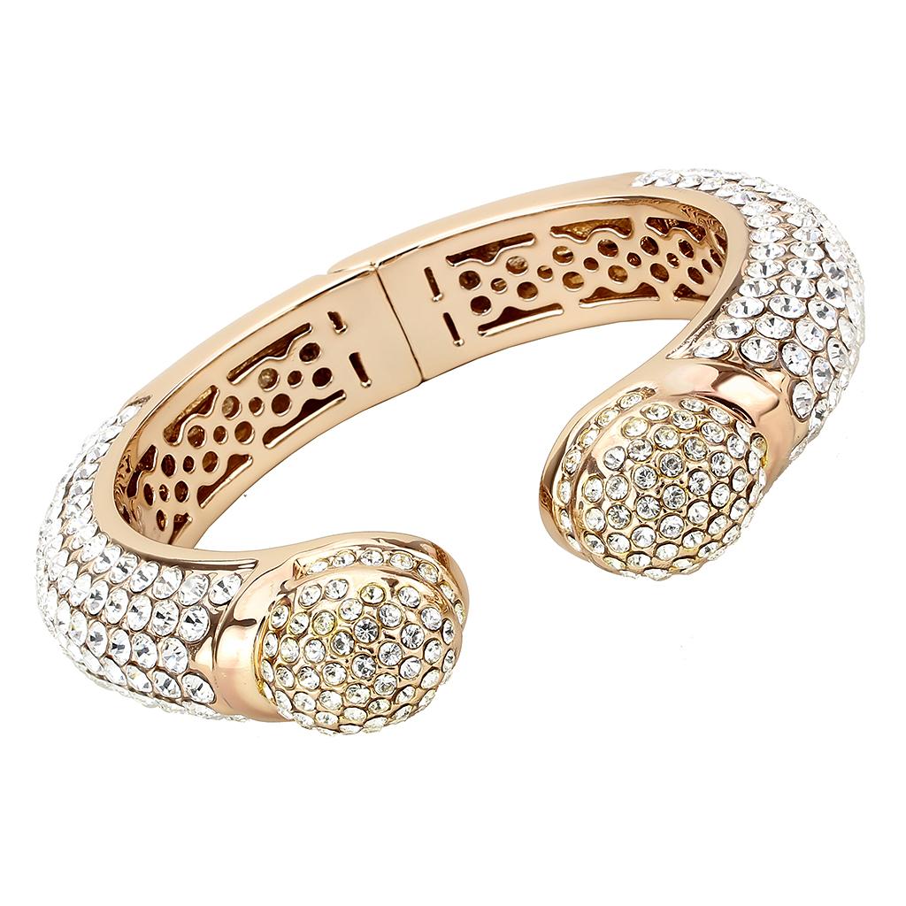 Flash Rose Gold Brass Bangle with Top Grade Crystal in Clear