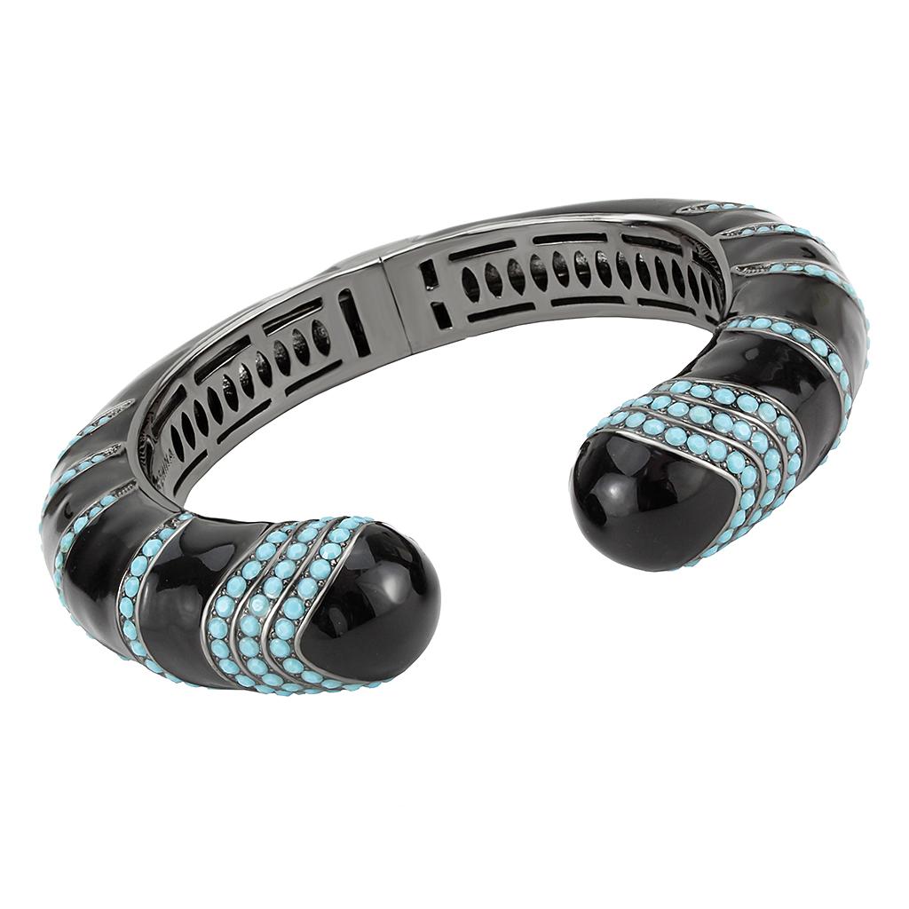 TIN Cobalt Black Brass Bangle with Top Grade Crystal in Turquoise